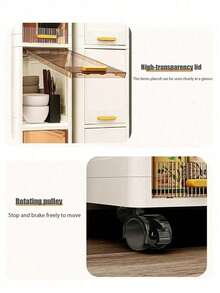 3/4 Layers Narrow-Gap Storage Cabinets, Narrow Storage Cabinets For Kitchens And Bathrooms, Multi-Layer Shelves With Drawer Gaps, Light Luxury Bathroom Gap Cabinets, Floor-Standing Cabinets, Used For Organizing Home Storage Boxes And Household Items - 白色 - 查看 7