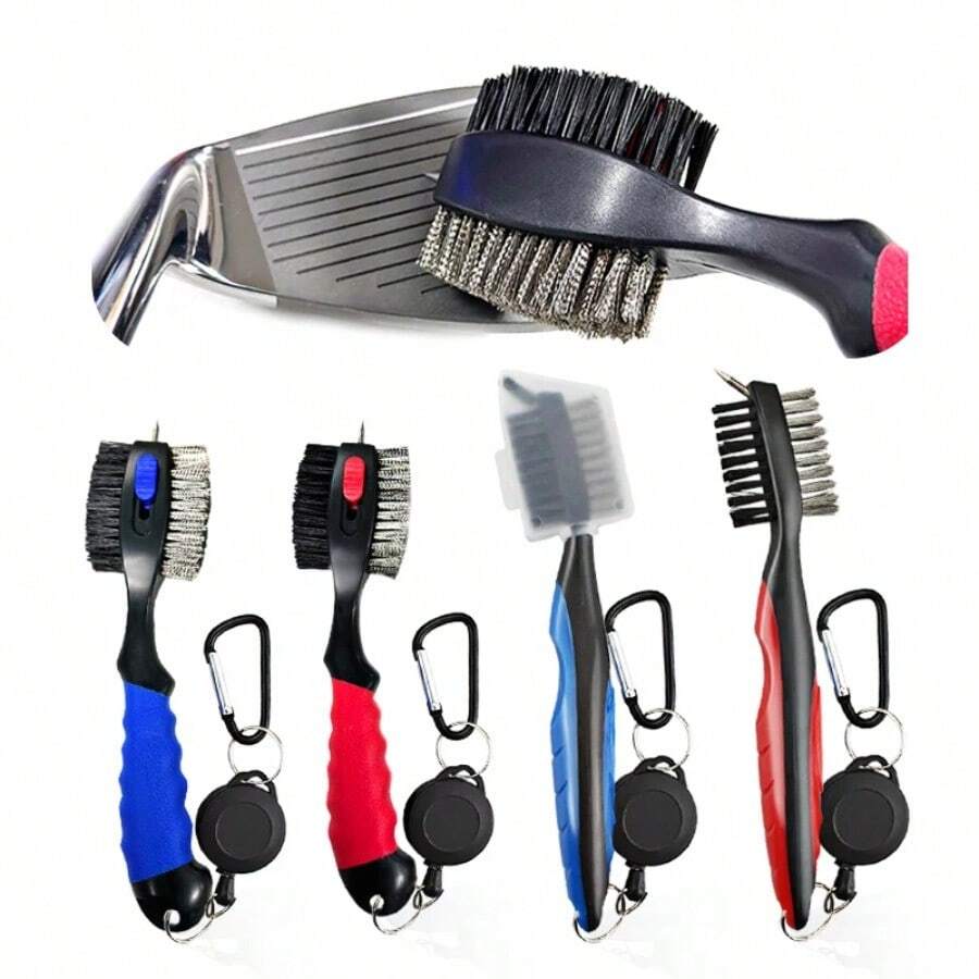 Golf Club Brush, Golf Club Groove Cleaning Brush, Double-Sided Golf Club Putter & Iron Groove Cleaning Kit, Cleaning Tools, Golf Accessories, Random Styles Shipped Based On New Or Old Models, Varying Details - Multicolor - View 1