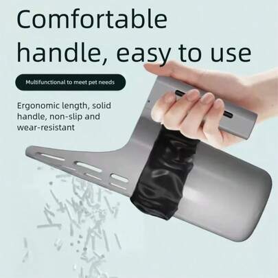 2-In-1 Cat Litter Scoop And Trash Bin Set With Integrated Bag Dispenser – Durable PP Plastic, Efficient Sifting Design, Includes 1 Rolls Of Waste Bags – All-In-One Litter Box Cleaning Tool For Easy Waste Disposal – Self Cleaning Cat Litter Box Shovel Kitten Toilet Clean Tools Cat Supplies, Perfect For Cat Owners & Multi-Pet Households