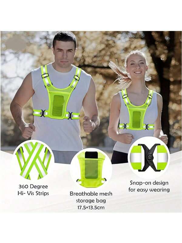Sports Reflective Vest High Visibility Safety Jacket Suitable For Night Cycling Running Jogging Riding Motorcycle Outdoor Sports Vest With Adjustable Waist / Shoulder