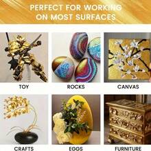 金银丙烯颜料 (100ml) - 鲜艳亮丽，防水防褪色，适用于画布、岩石、织物、陶瓷等多种表面 - 适合艺术家和初学者，是感恩节、圣诞节、生日礼物、返校季、学校用品的完美选择 - 彩色 - 查看 9