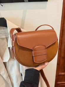 Bolso bandolera de mujer de PU con cierre magnético de solapa, bolso bandolera minimalista y versátil, bolso de mano portátil para ir al trabajo