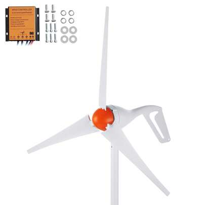 500W Wind Turbine Generator, 12V Wind Turbine Kit, 3-Blade Wind Power Generator With MPPT Controller, Adjustable Windward Direction & 2.5m/S Start Wind Speed, Suitable For Home, Farm, RVs, Boats