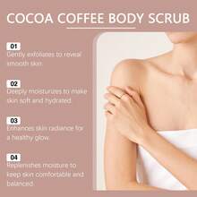 Viareline Body Exfoliating Scrub Cream Coconut/Grapefruit/Cocoa & Coffee Flavor | Sea Salt Particles Gentle Cleansing Hydrating Remove Dead Skin Improve Dry Rough Oil Control Tender Smooth Brightening Soften Skin Refreshing Scent Make Skin Elastic Bathing Body Care - Ca cao và cà phê - Xem 7
