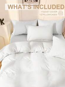 Juego de funda nórdica de 2/3 piezas, ropa de cama sólida, juego de ropa de cama sólida, ropa de cama suave y amigable con la piel, juego de funda nórdica suave y antipelusas, decoración minimalista de la habitación, funda de edredón y funda de almohada con estilo simple, no incluye el relleno del edredón, se adapta a camas individuales, dobles, king y queen de todas las tallas, adecuado para todas las estaciones, decoración de otoño, decoración de la habitación, vuelta al colegio, suministros escolares