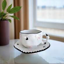 创意咖啡杯碟套装 优质手工陶瓷水杯 手绘简约下午茶杯 拿铁杯 卡布奇诺杯