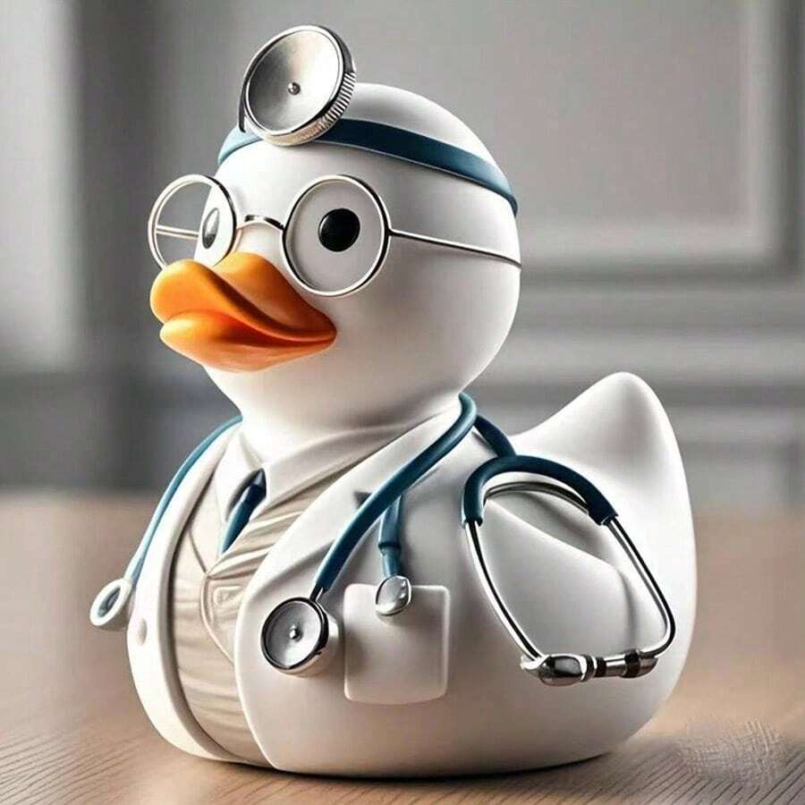 1pc Handmade Daily Hero Duck Doctor Figurine, Suitable For Home Cabinet, Office Desk, Resin Craft Gift, Christmas Decor, Kitchen Accessory, Autumn Decor, Christmas Home Decor, Handmade Gift, Room Decor, Christmas, Thanksgiving Decoration