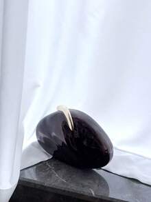 1pc Black Metal Chain Strap Asymmetric Clutch Bag, Minimalist High-End Style Elegant Evening Bag, Luxury Party Handbag For Women - Black - View 2