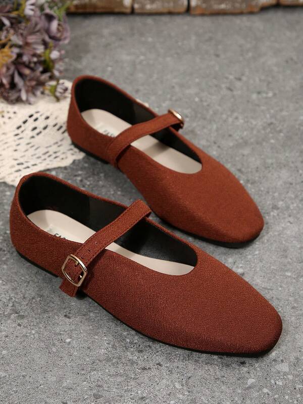 Ballerine semplici con decorazione a fibbia, scarpe Mary Jane alla moda ed eleganti, design in materiale aggiornato, adatte per lavoro, scuola, casa, viaggio, outfit eleganti, classiche e versatili, morbide e confortevoli, esperienza eccellente