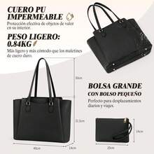 RAINSMORE Bolsas para Laptop de Mujer 15.6 Pulgadas Maletin Portafolios de Piel Bolso Tote Para Trabajo Universidad - Caquí - Ver 8