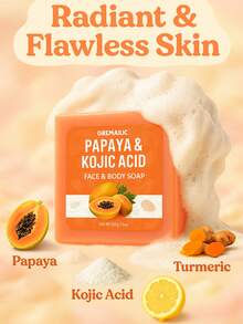 曲酸祛斑皂 - 日式复合配方，蕴含姜黄和木瓜，提亮腋下、颈线、大腿肘部和膝盖肤色 | 控油、清洁美白面部和身体、消除色素沉着 | 去除黑斑、提升肌肤柔滑度 | 泡沫丰富、深层清洁的精油皂，100克超值装