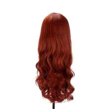 Wavy Hair Wig With Bangs Black Organic Fiber Long 60cm - 酒紅色 - 查看 3