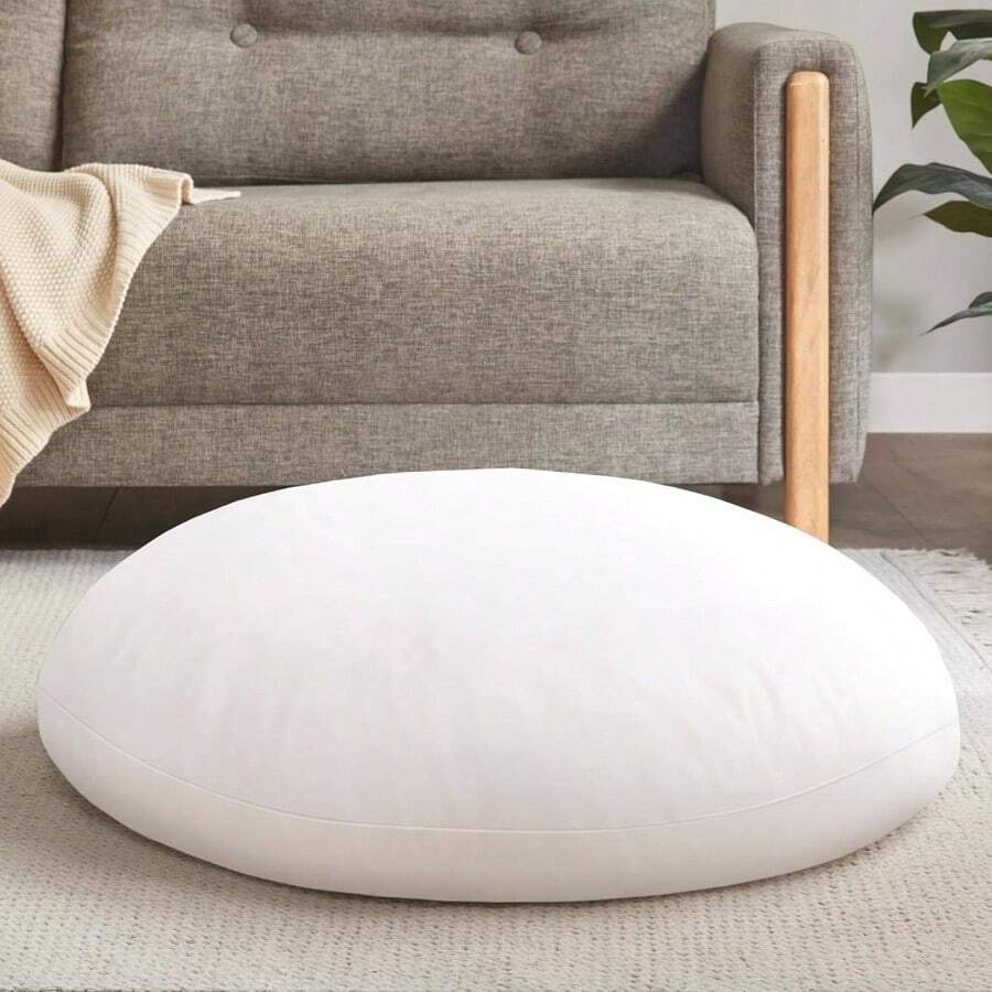 Round Floor Pillow Insert, Large Thick Meditation Cushion, 32 Inch Circular Seating Cushions, Foam Added, Advanced - 白色(僅插入)+1包 - 查看 1