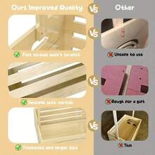 1pcs  Wooden Baby Shower Crate Closet, Baby Storage Crate With Handle, Basket For Baby Shower Gifts, Welcome Gift Basket For Newborn Boys Girls, Pregnancy Gifts For New Parents(Includes 5 Wooden Hangers) - Màu tự nhiên - Xem 6