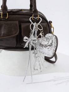 Metallic Leather Star & Heart Shaped Bag Charm, Bag Accessory