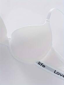 7pcs/Set Lightweight Padded Letter Print Push-Up Bras, Women Underwire Bras