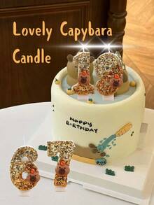 1pc Capybara Digital Cartoon Candle For Birthday Cake Decoration, Party Dessert Table Ornament, Scene Setup Supply, The Best Birthday Gift, Gift For Boys And Girls, Celebration, Anniversary, Or Date Cake Decoration, Christmas Cake Decoration, Decoration Prop For Various Holiday Parties, Also The Best Choice For Gifting And Photo Props