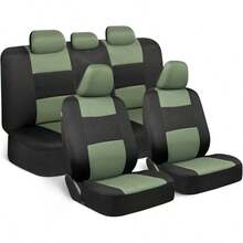 PolyPro Car Covers Full Set In Gray On Black, Front And Rear Split Covers, Easy To Install Car Seats Cover Set And Accessories Auto Trucks Van SUV - Gray - Green - View 1