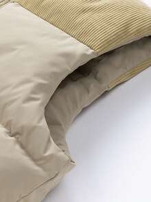 Autumn And Winter Outerwear Splicing Thickened Vest For Men 2025 New Model Tank Top, Horse Clip Thickened Plush Coat, Fall Outfits, Winter Outfits,Stand Collar Youth Vest Warm Slim Cotton Jacket, For Friends, Husband, Boyfriend Gifts - Khaki - View 9