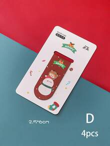 4pcs Cartoon Christmas Magnetic Bookmarks, Cute Girl Personalized Elegant Creative Bookmarks For Students, Double-Sided Paper Clip Magnetic Fridge Stickers