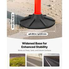 2 Pack Traffic Delineator Posts, 34 In Traffic Safety Cones With Weighted Base, Reflective Strips And Chain, Heavy Duty Delineator Posts For Construction Site, Parking Lot, Crowd Control, Red - 2-piece Set - View 3