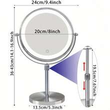 8-Inch Lighted Makeup Mirror With Magnification, 3 Light Colors, Adjustable Brightness And Height, 360° Rotation, 10X Magnifying Mirror With Lights, LED Makeup Mirror For Women - Chrome - Multicolor - View 3