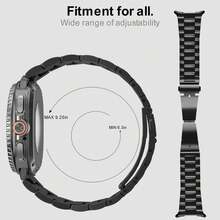 1条三珠折叠扣金属表带，适用于三星 Watch 8 Galaxy Watch 8 40mm/44mm/Galaxy Watch 8 Classic 46mm，经典实心不锈钢表带，男士礼物 - 黑色 - 查看 2