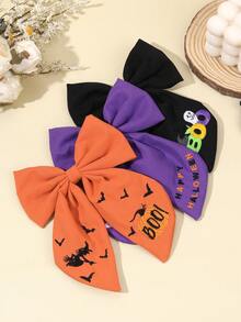 1pc Halloween Hair Bows For Women Girls Bat Pumpkin Ghost Boo Embroidered Bow Alligator Clips Orange Black Purple Embroider Fabric Bow Hair Clips Cute Funny Bow Barrettes Halloween Cosplay Dress Up Party Bow Hairpins Women Hair Accessories, Claw Clips, Hair Claws, Hair Slide, Hair Barrettes