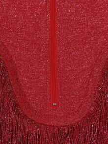 Macacão de Festa Elegante e Sexy com Strapless, Franja e Modelagem Justa para Mulheres - Vermelho - Visão 5