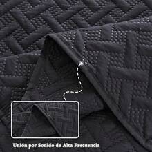 NANWEI Colcha Ligera Relieve con 2 Fundas de Almohada, Edrecolcha para Cama, Capitonado, Ultra Suave, Hipoalergénico (Blanco, King) - Negro - Ver 11