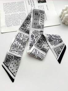 6件套佩斯利印花真丝围巾套装 - 多功能头巾、颈巾、发饰，适合秋季女性佩戴，豹纹吸汗头巾，秋冬季头巾，节日发型头巾 - 彩色 - 查看 3