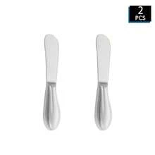 2pcs/4pcs Stainless Steel Deluxe Gold Butter Knife Set, Stainless Steel Cheese Knife, Butter Knife Set, Kitchen Daily Smearing Knife, Suitable For Cheese, Cold Butter, Jam, Pastry, Perfect For Kitchen & Restaurant, Ideal Gift For Cheese Lovers