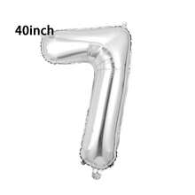 1 个 32/40 英寸银色纯色铝箔数字气球，0-9 大尺寸涤纶数字气球，装饰气球，可重复使用，适用于生日装饰、派对装饰、周年纪念、房间装饰、结婚纪念日、派对用品