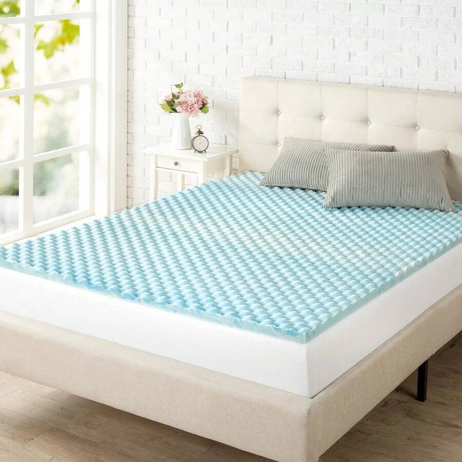 Zinus Spa Sensations 1.5 Inch Swirl Cooling Gel Memory Foam Air Flow Mattress Topper,  Full