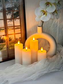 4/12pcs Flameless Candles With Remote/Timer, LED Electronic Candles, Outdoor Flickering Flameless Candles, Battery Powered, Home Decor, Tabletop Decor, Holiday Decor, Wishing Candles, Suitable For Christmas, Valentine's Day, Halloween, Home, Wedding, Gift, Birthday Decor, Party - 白色 - 查看 3