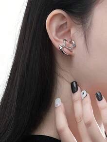 1 Set Of Asymmetrical Decorative Earrings, French Vintage Style All-Match Stud Earrings Halloween - Bạc - Xem 3