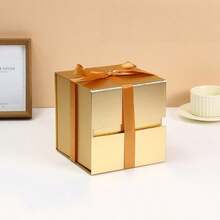 1 件方形丝带礼盒，带蝴蝶结的折叠礼盒，生日礼物，化妆品礼盒，节日礼物包装盒 - 彩色 - 查看 5
