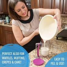 Pancake Batter Dispenser - 4-Cup Batter Dispenser With Squeeze Handle For Pancakes, Waffles, Muffins, And Crepes - Baking Tools By Chef Buddy (Purple,Red) - Phiên bản nâng cấp 1 màu đỏ - Xem 4