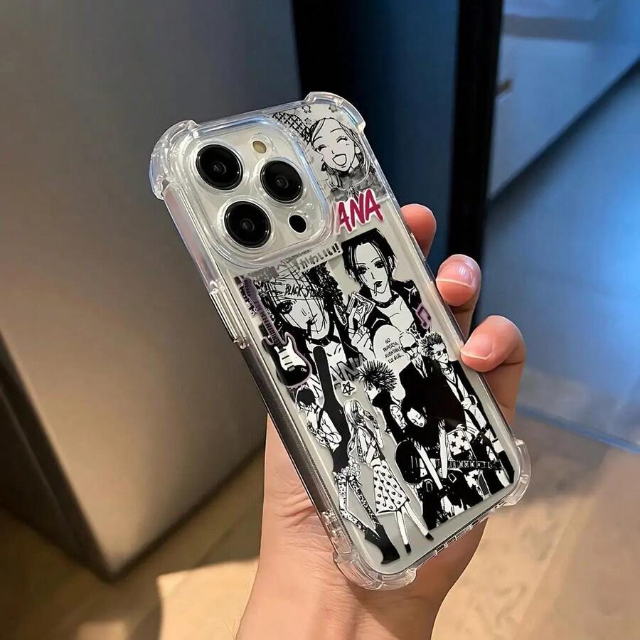 Y2K Anime Design Nana Phone Case Compatible With IPhone 16 15 14 13 12 Pro Max X XR XS MAX 8 7 Plus Shockproof Transparent Soft Back Cover - 白色 - 查看 1