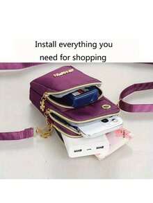 Outdoor Sports Casual Bag, Fashion Zipper Wallet, Women Casual Clutch Multifunctional Phone Bag Wristlet, Women Small Crossbody Bag, Multi-Zipper Metal Decor Phone Shoulder Bag, Portable Handbag, Arm Bag, Hot-Selling Linen Phone Bag