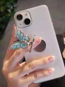 Support de téléphone en forme de papillon et mignon, rotation à 360°, repose-doigt réglable de haute qualité et brillant - universel, compatible avec , tous les smartphones, accessoires de téléphone mignons, support de bague de téléphone lumineux, accessoires de téléphone portable, support de bague de téléphone portable