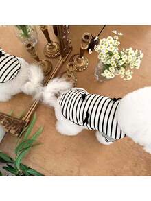 Vestido de camiseta a rayas casual y cómodo para perros y gatos de mascota, adecuado para caniche, yorkshire, bichón frisé, shih tzu, para todas las estaciones