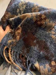 1 件新款格子流苏围巾，男女款保暖披肩，加厚长颈保暖，礼物