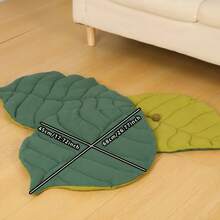 1 pieza Alfombrilla suave y lavable con forma de hoja, adecuada para gatos y perros, cama de poliéster antideslizante y duradera, funda extraíble, diseño geométrico rectangular, cómoda y duradera, esterilla para dormir