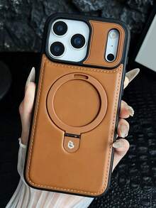 Luxury Retro Magnetic Ring Holder PU Leather Phone Case, Compatible With IPhone 17 Pro Max, 17 Pro, 17 Air, 16 Pro Max, 15 Plus, 14, 13, 12, Supports Wireless Charging, Shock-Proof Protective Cover - Light Brown - View 21