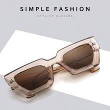 1副厚框几何图案复古休闲波西米亚街头优雅可爱眼镜，男士厚框方形镜架，百搭经典厚框方形镜架，适合驾驶、街头风格 - 彩色 - 查看 3