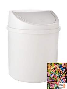 1 pieza Caja de almacenamiento mini popular con diseño de corazón estilo INS para dormitorio de niña, bote de basura de plástico con tapa, papelera de escritorio para decoración de oficina en el hogar, mesa de café, oficina, sala de estar - Multicolor - Ver 17