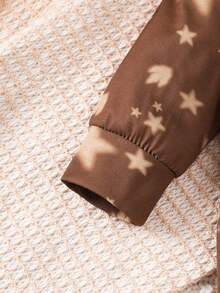 Bộ 2 món gồm áo liền quần dài tay và mũ cho bé, họa tiết khủng long hoạt hình màu nâu, thích hợp mặc hàng ngày ngoài trời, bộ sưu tập mới năm 2025, trang phục chụp ảnh cho bé. - màu nâu - Xem 7