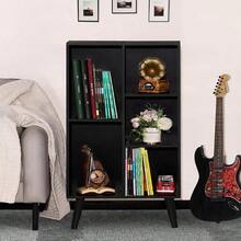 Small Black Narrow Bookshelf, 3 Tier Modern Bookcase With, Bookshelves Wood Storage Shelf, Rustic Book Shelves Cube Organizer, Display Bookcase - Standard - View 4