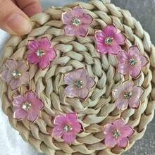20/50 Pieces 24mmGold Edge Pink Flower Decorative Flower Design Hat Decorative Buckle DIY Handmade Decorative Accessories.